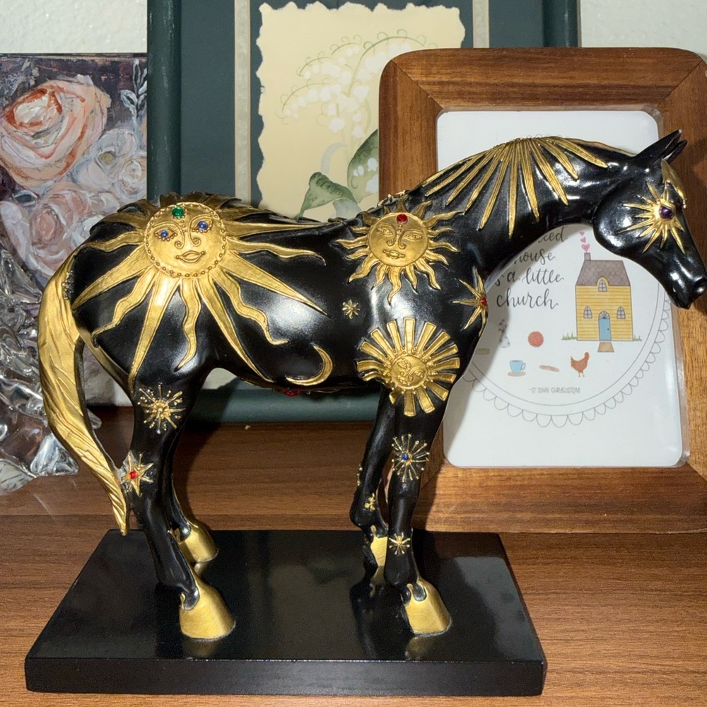Artistic Black and Gold Horse Figurine